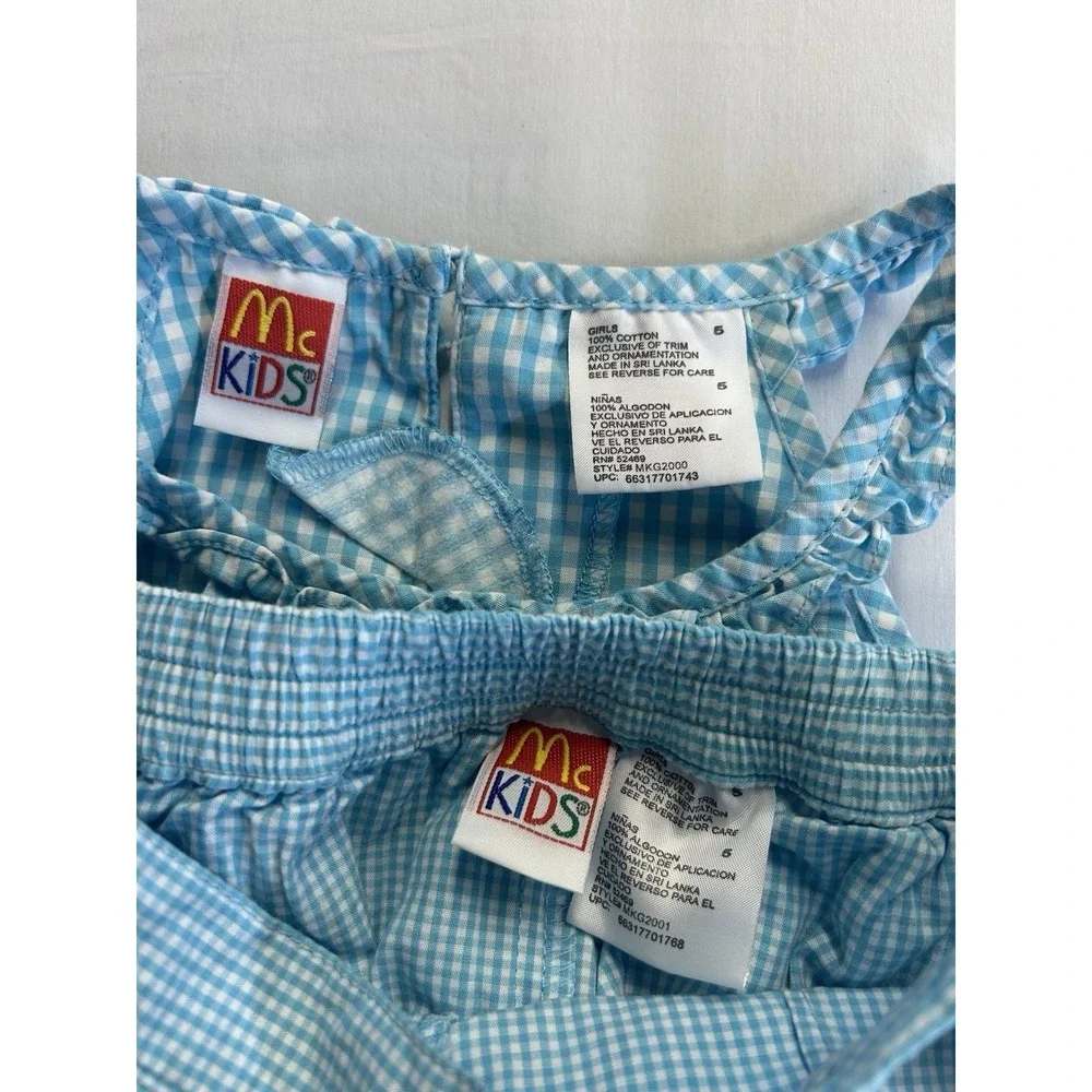 Vintage Mckids 2 Pc Outfit Girls Size 5 Blue Plaid